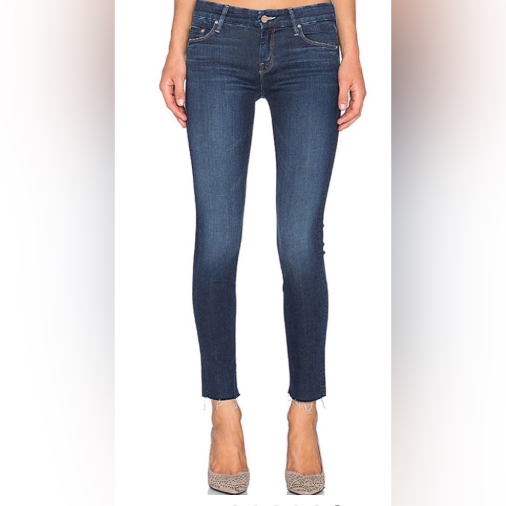 Mother The Looker Ankle Fray No Play Blue Denim Jeans Size 26
